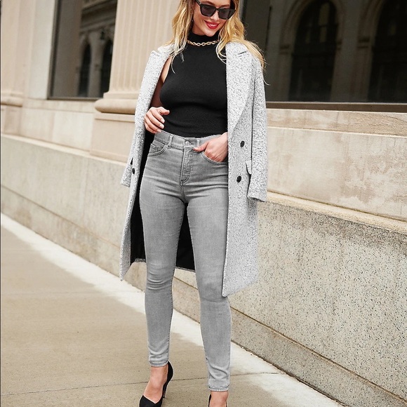 Mid Rise Ultra Hyper Stretch Gray Skinny Jeans - Picture 3 of 3